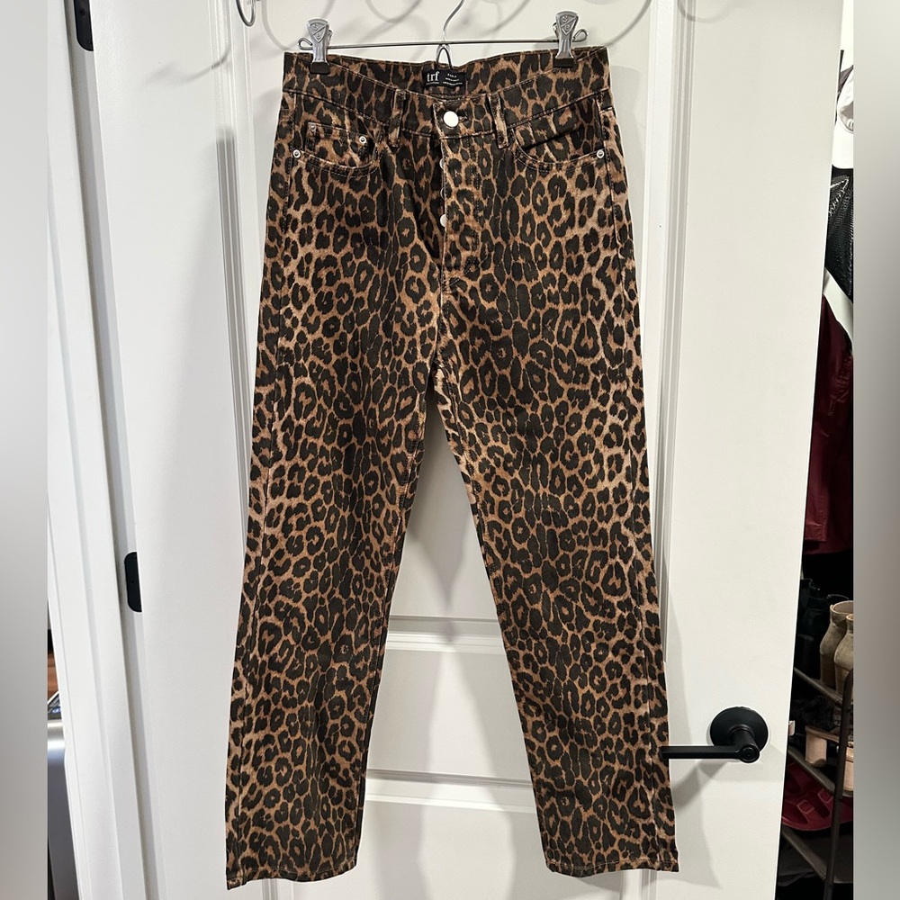 Zara Leopard Print High Rise Jeans